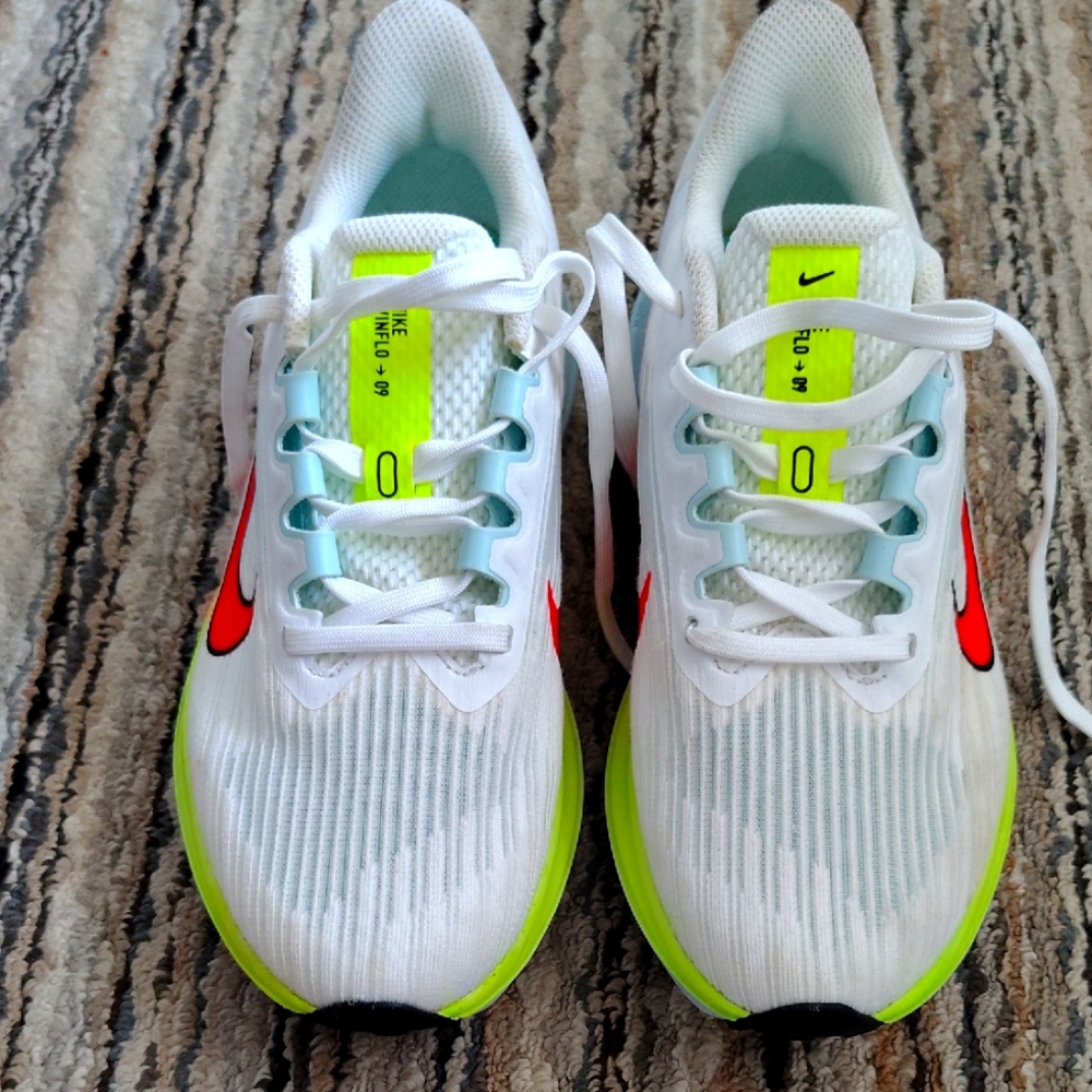 Nike White and Neon Green Running Shoes